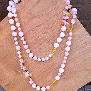 18K and .925 Sterling Kunzite Bead Quartz Necklace